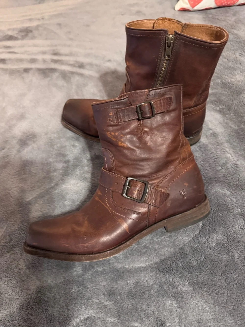 Frye Distressed Brown Leather Harness Boot
